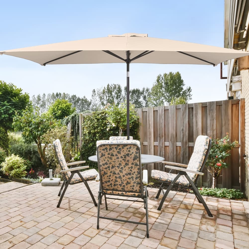 LIVOOSUN 10 x 6.5ft Outdoor Market Patio Umbrella w/Tilt and Crank