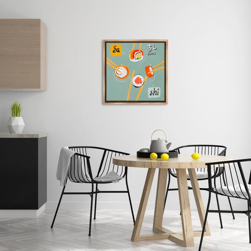 Stupell Tasty Sushi Party Gathering Framed Floater Canvas Wall Art Design By Juliet Rose Philips