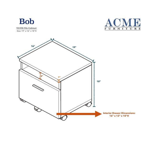 Bob File with 1 Open Compartment&1 Drawer, Weathered Oak&Black