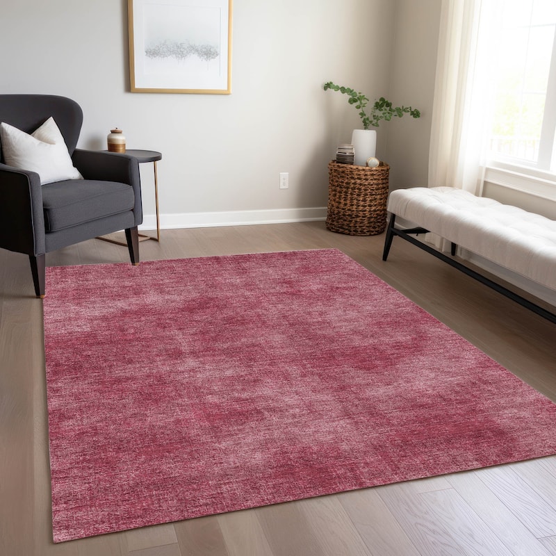 Machine Washable Indoor/ Outdoor Simple Solid Chantille Rug