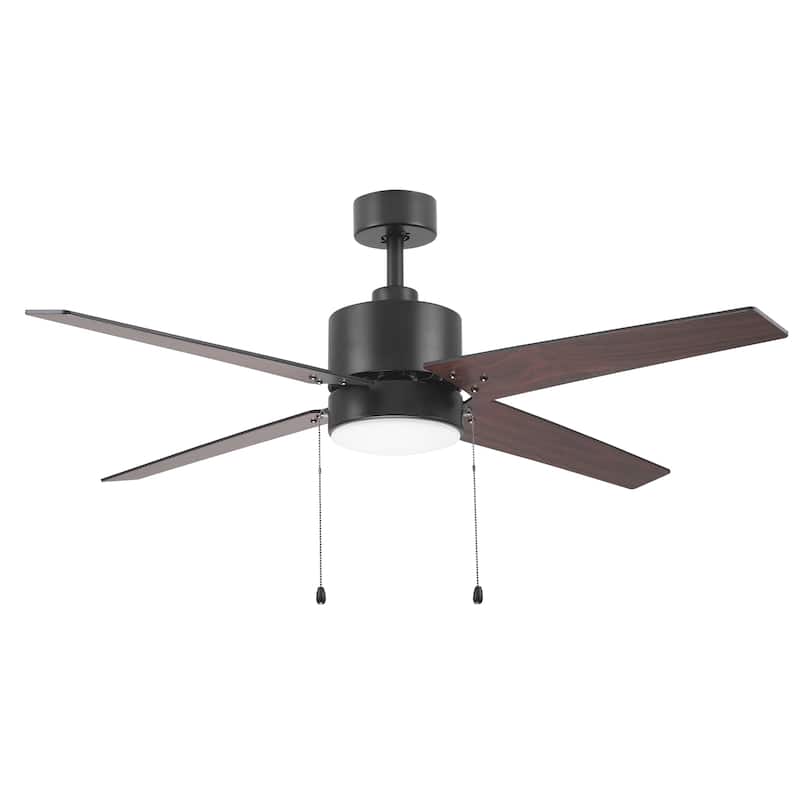 CARRO Arete 52" 4-Blade Indoor Ceiling Fan with Light -Pull Chain -Reversible Blade