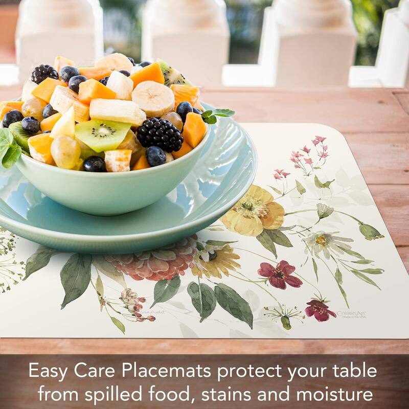 Blessed by Nature 4 Pack Reversible Easy Care Flexible Plastic Placemats Made in The USA BPA Free PVC Free Easily Wipes Clean