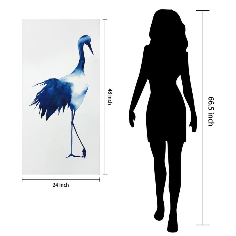 "Ink Drop Crane 1" Frameless Free Floating Tempered Glass Panel Graphic Wall Art