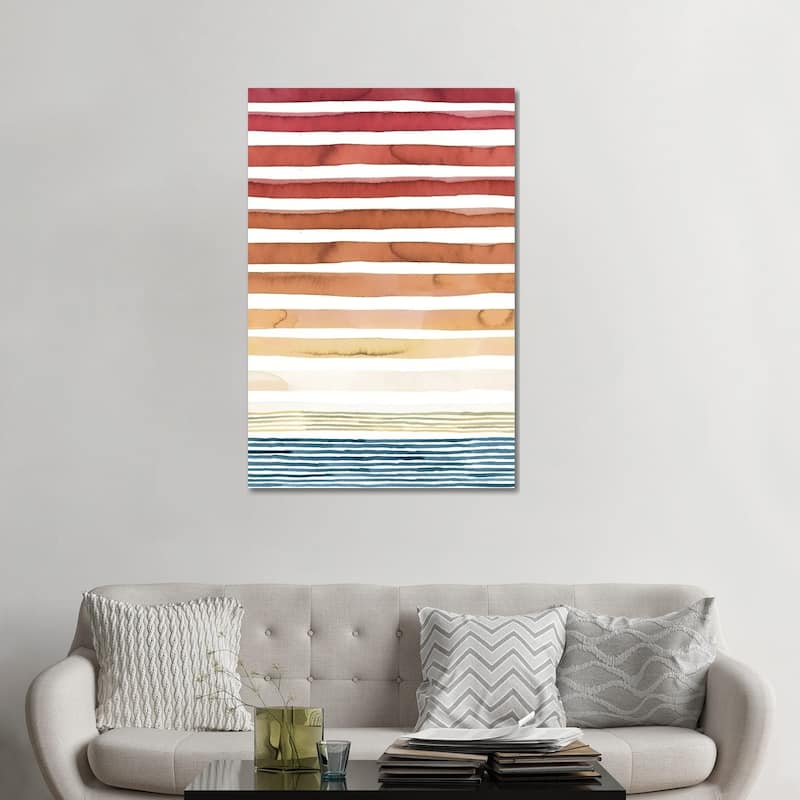 iCanvas "Summer Sunset Watercolor Stripes" by Ninola Design Canvas Print - 48x32x1.5