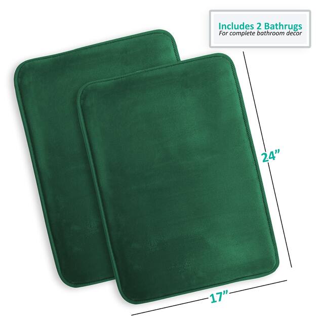 Clara Clark Ultra Soft Plush Bathroom Rug - Non-Slip, Velvet, Memory Foam Bath Mat - Set of 2