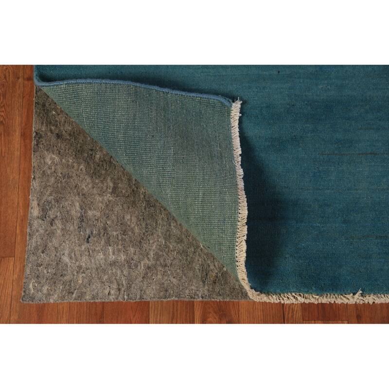 Teal Blue Gabbeh Modern Rug Hand-Knotted Foyer Wool Carpet - 3'4" x 4'10"