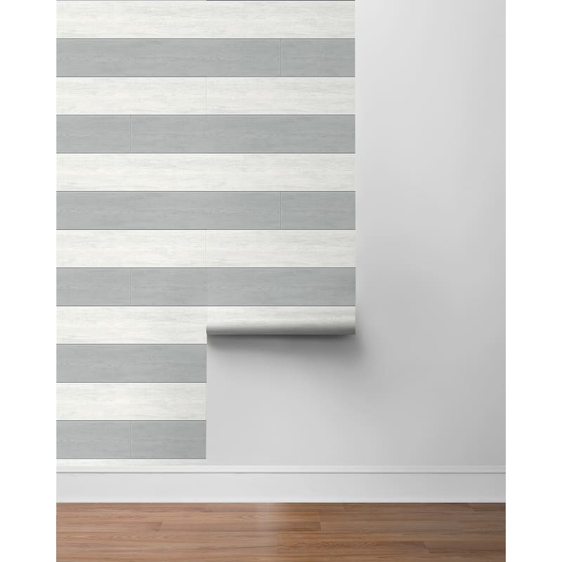 NextWall Two Toned Shiplap Peel and Stick Wallpaper
