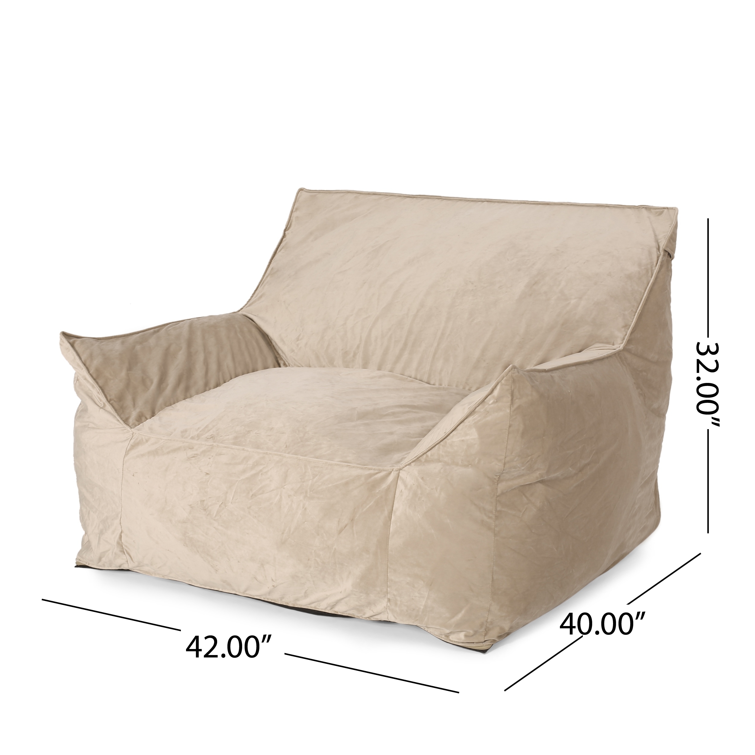 Velveteen Bean Bag Chair with Armrests