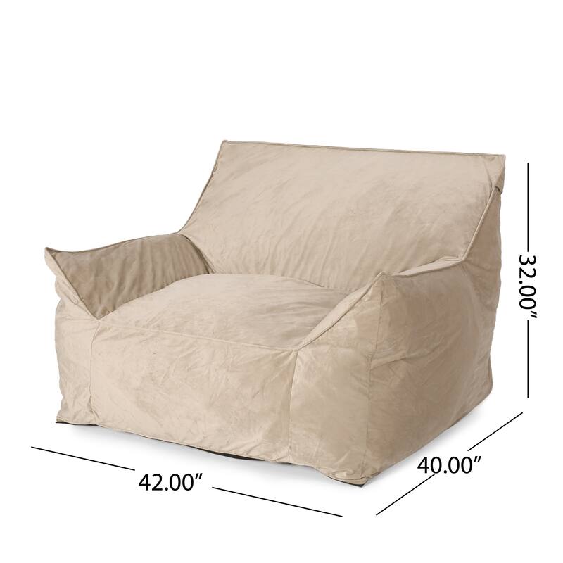 Velveteen Bean Bag Chair with Armrests - taupe