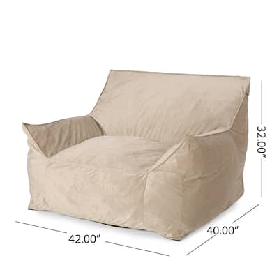 Velveteen Bean Bag Chair with Armrests