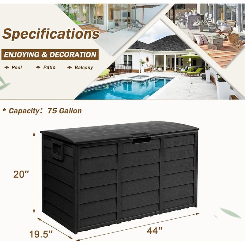 75 Gallon Outdoor Patio Durable Resin Storage Deck Box