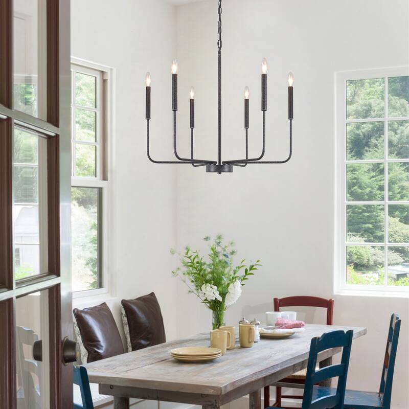6-Light W26.18" x H66.92" Candle Chandelier for Living Room Kitchen Island