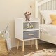 preview thumbnail 21 of 29, Wood Side Table with Collapsible Fabric Drawer and 2-Tier Storage for Kids and Adults