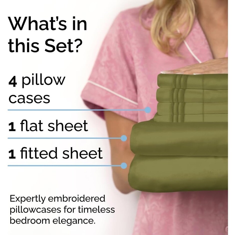 CGK Linens 6 Piece Solid Deep Pockets Microfiber, Easy-Fit Bed Sheet Set - Picture 60 of 396