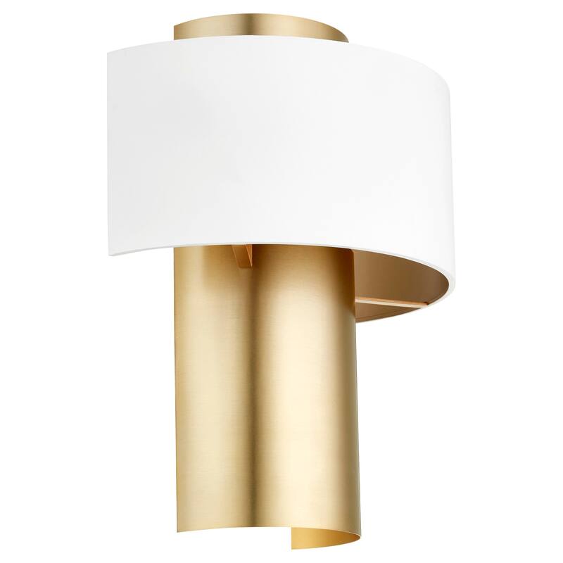 Quorum International 15" Tall Wall Sconce - Studio White / Aged Brass