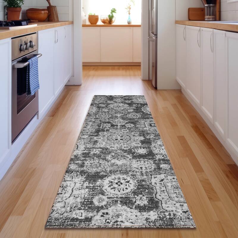 Premium Washable Super Soft Vintage Traditional Mayfield Rug - Gray - 2' 3" x 7' 6" - Runner