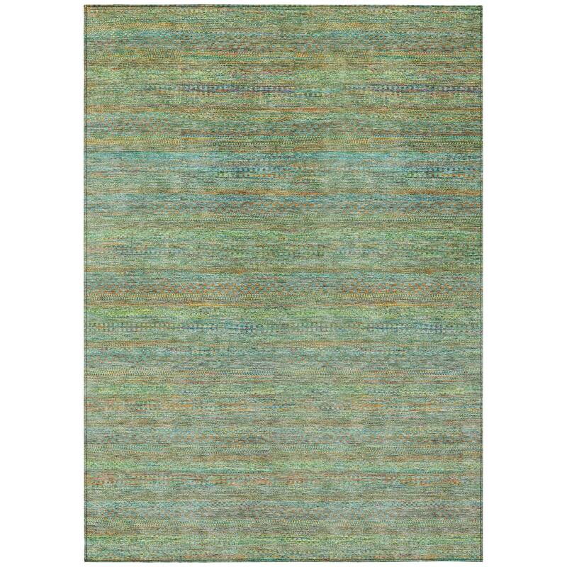Machine Washable Indoor/Outdoor Modern Stripes Chantille Rug