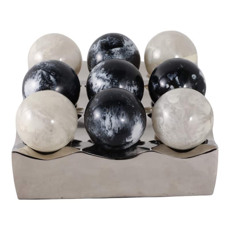 Metal and Marble Game Decor Piece Decorative Sculpture for Home Office - 10" x 10" x 3"