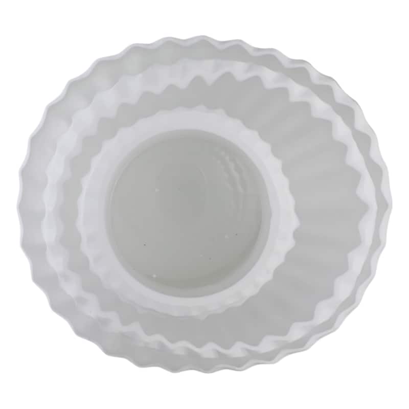 Glass Vase Carved Vertical Strips Pattern Finish Centerpiece Tabletop