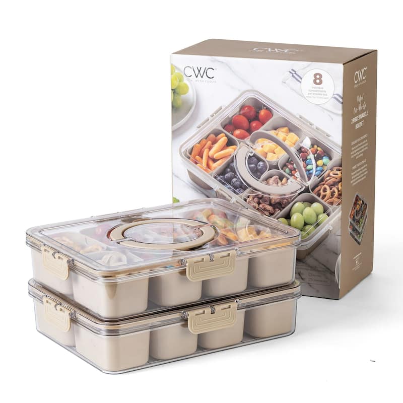 COOK WITH COLOR Snackle Box for Kids Lunch Box and Snack Container - 2 PK - Brown