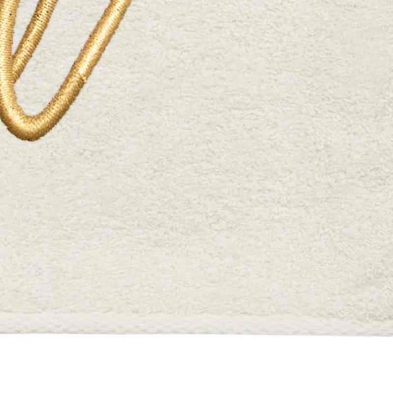 Avanti Linens Ivory/Gold Script Monogram Fingertip Towel Letter W - Fingertip Towel