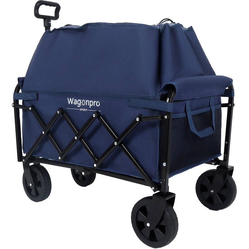 Expandable Dual-Layer Utility Wagon with 100% Extra Space - Grocery Cart for Camping, Shopping, Sports, Gardening, Fishing
