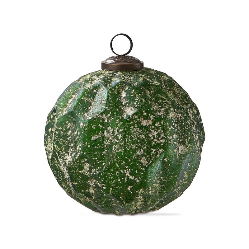 Antiqued Honeycomb Glass Ornament 5 In Dark Green Christmas Tree Decoration Dust Clean