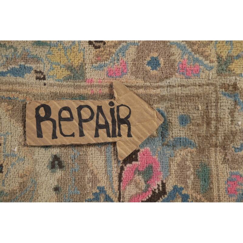 Hand Knotted Oriental 100% Wool Carpet Traditional Floral Oranges & Rust Mashad Area Rug - 11' 2'' X 8' 1''