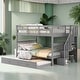 preview thumbnail 2 of 14, Full-Over-Full Bunk Bed with Trundle and Storage, Grey