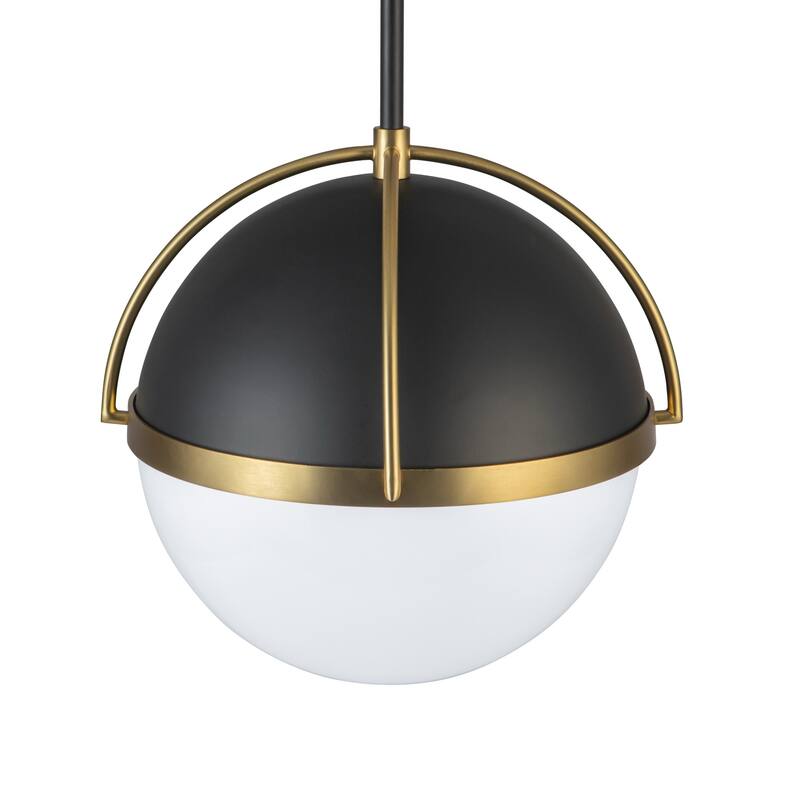 Artcraft Dahlia 1-Light Pendant 15.4" - Semi-Matte Black with Brushed Brass Accent