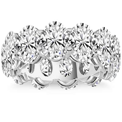 12.50Ct Oval Moissanite Eternity Ring 14k Gold