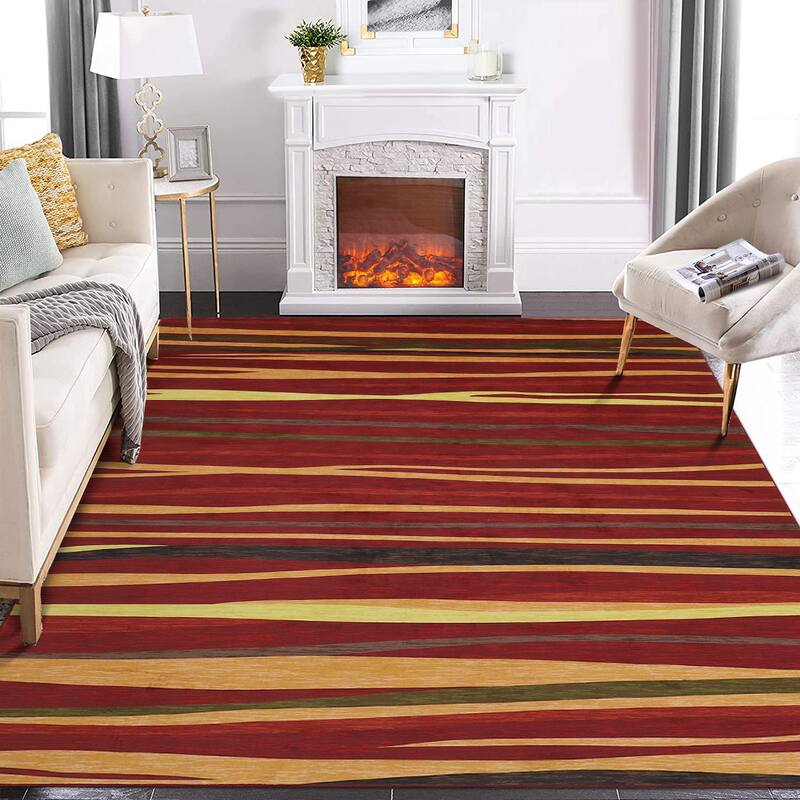 Garvee Modern Abstract Area Rug Colorful Throw Carpet - 8' x 10' - Red