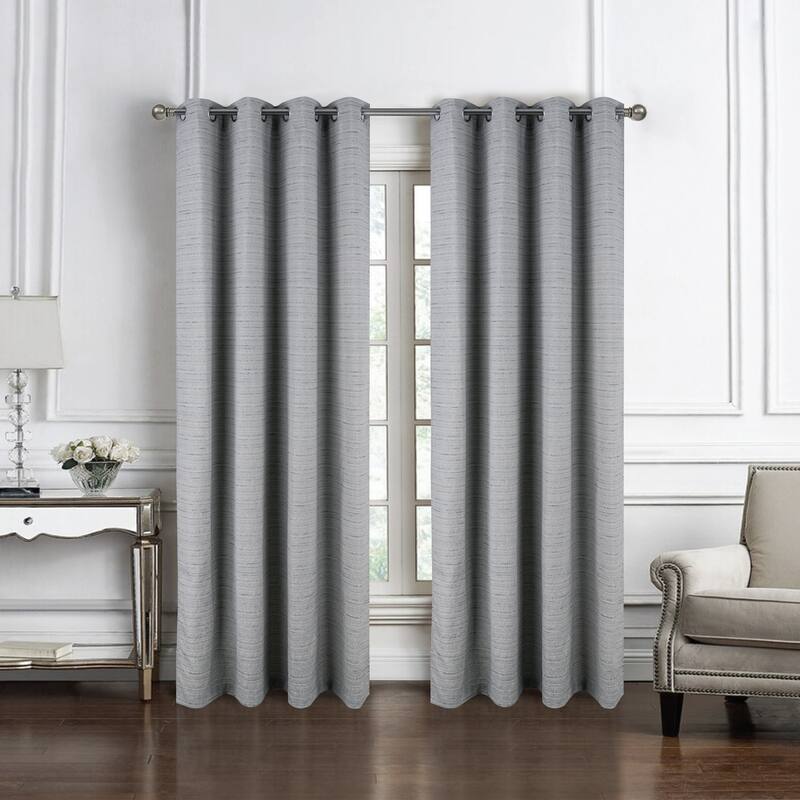 Kensington Striped Texture Window Curtain Panel 84" or 95" - 54" x 84" - Grey