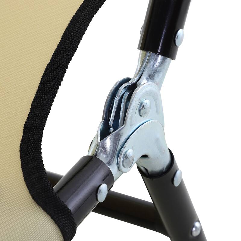 Foldable Outdoor Chaise Lounge Chair, 5-Level Reclining Camping Tanning Chair - Beige