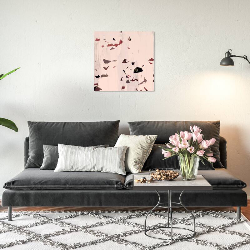 Wynwood Studio Canvas Abstract Tinted Terrazzo Cranberry I Pink and Light Pink Modern & Contemporary Wall Art Canvas Print - 20 x 20
