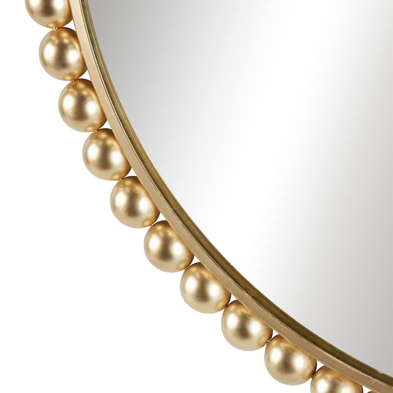Metal Wall Mirror with Bead Detailing - Gold or Silver - CosmoLiving by Cosmopolitan