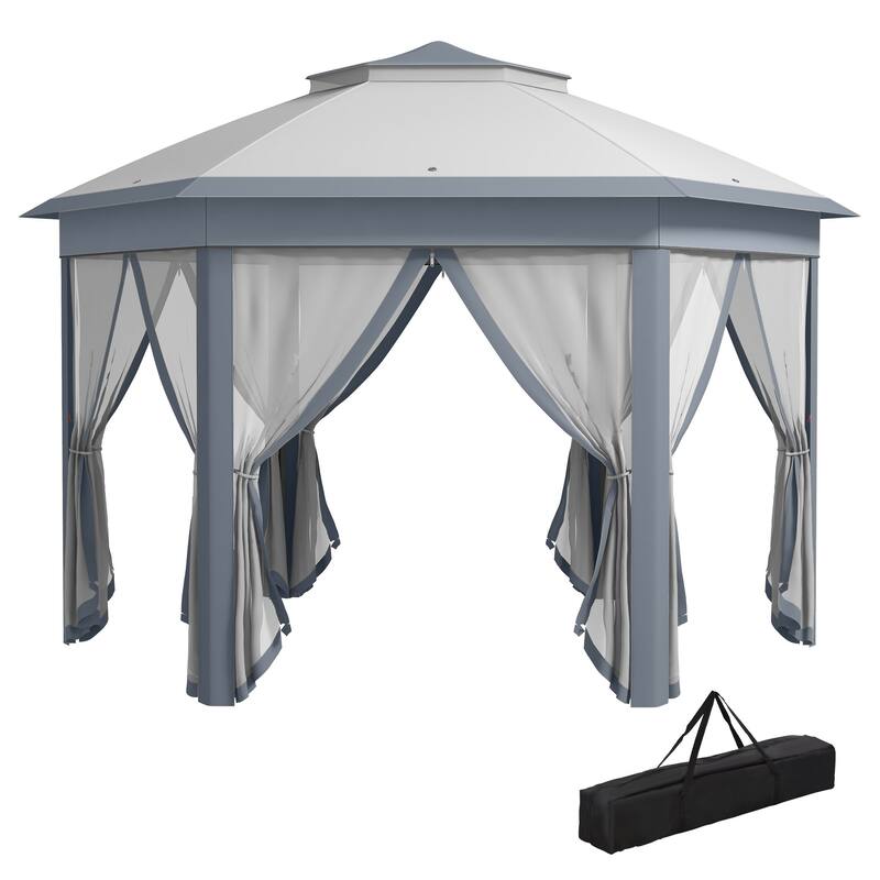 Masi 12-foot Hexagonal Pop-up Patio Gazebo by Havenside Home - Grey