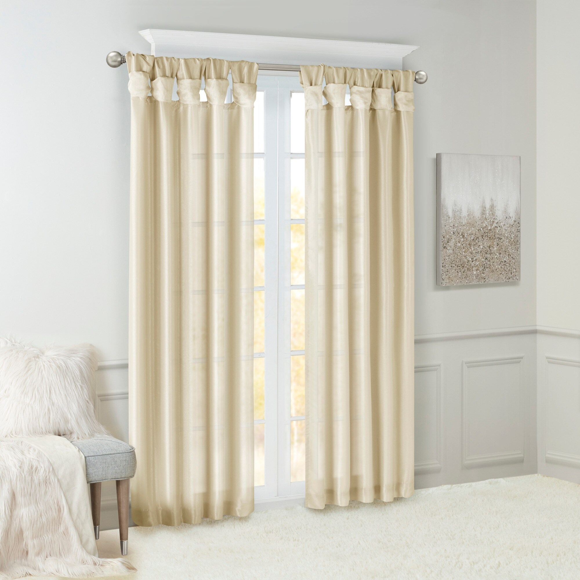 Twist Tab Lined Window Curtain Panel(Only 1 Pc Panel)