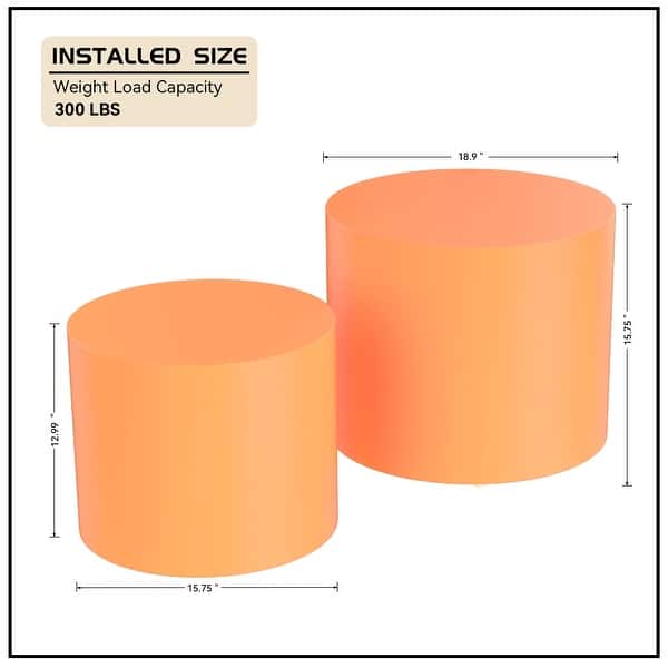 dimension image slide 3 of 7, Modern Farmhouse Round Accent Nesting Side Coffee Table Set (Set of 2)