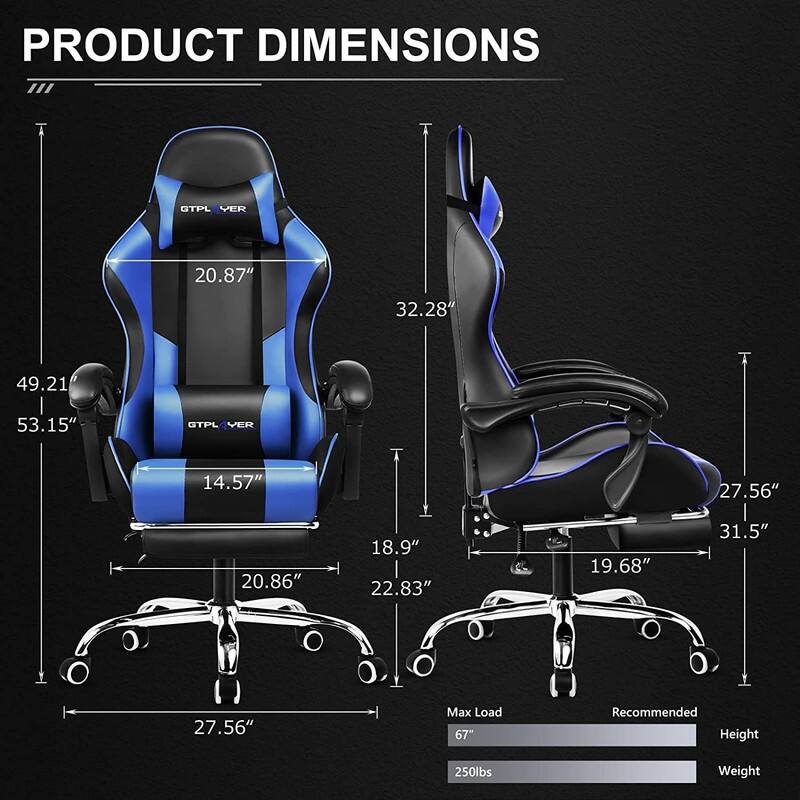 Lucklife Gaming Chair Computer Chair with Footrest and Lumbar Support for Office or Gaming