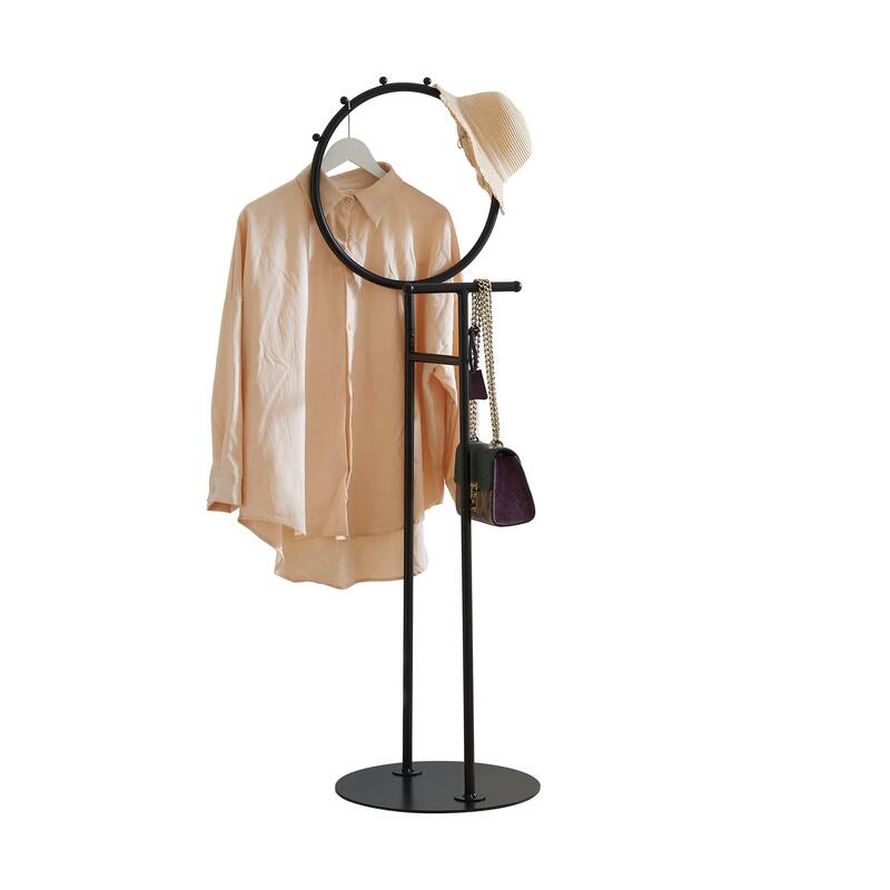 Cheska Metal 6-Hook Circular Frame Valet Stand
