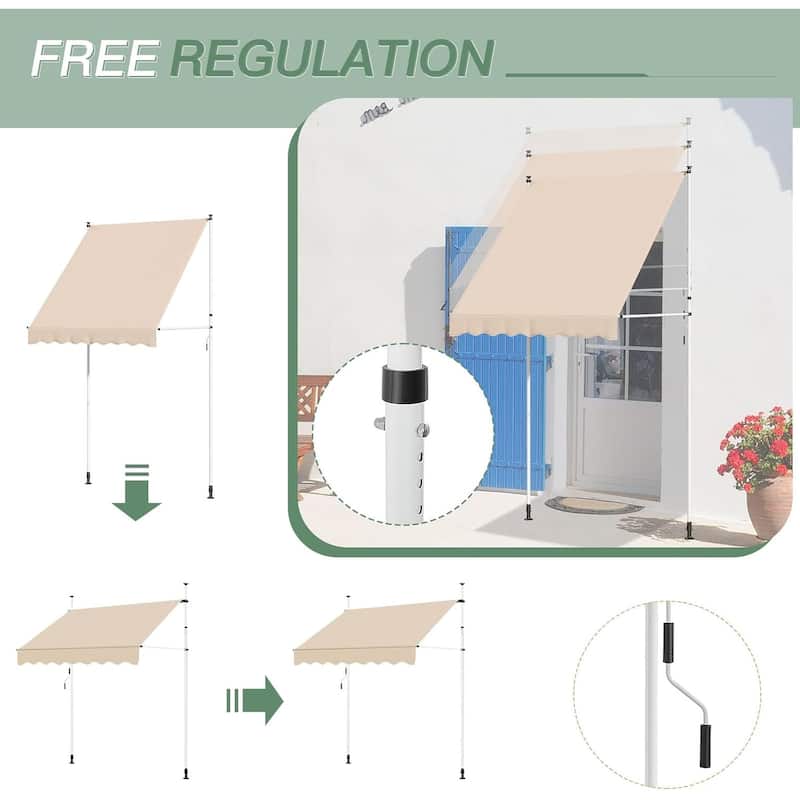 AECOJOY Manual Retractable Awning Adjustable Sun Shade Cover for Window or Door