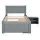 preview thumbnail 21 of 25, Twin Size Wooden Platform Bed Frame with one Storage Rack on Wheels, one Drawer & Two Shelves for Boys Girls, Noise-Free