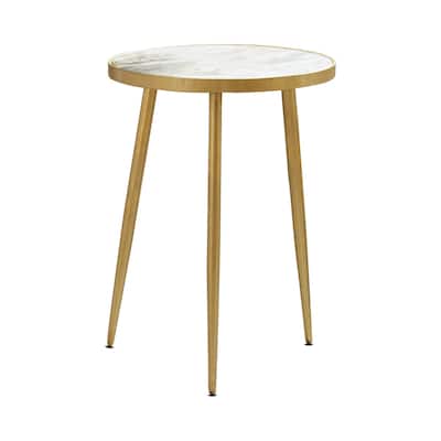 Acheson Round Marble Top Side Table Gold