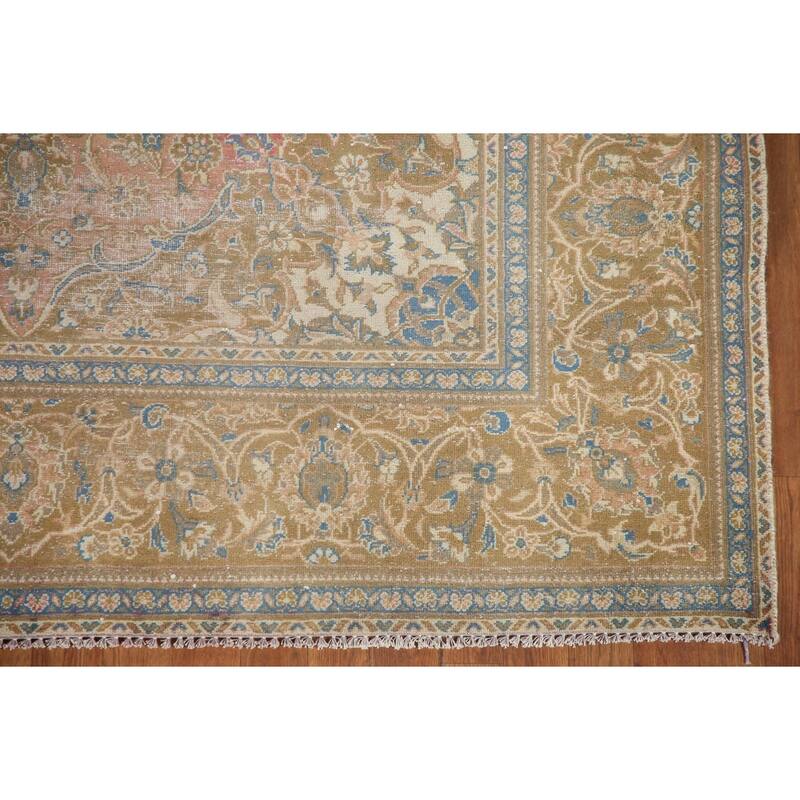 Hand Knotted Oriental 100% Wool Carpet Traditional Floral Oranges & Rust Kashan Area Rug - 9' 11'' X 6' 3''