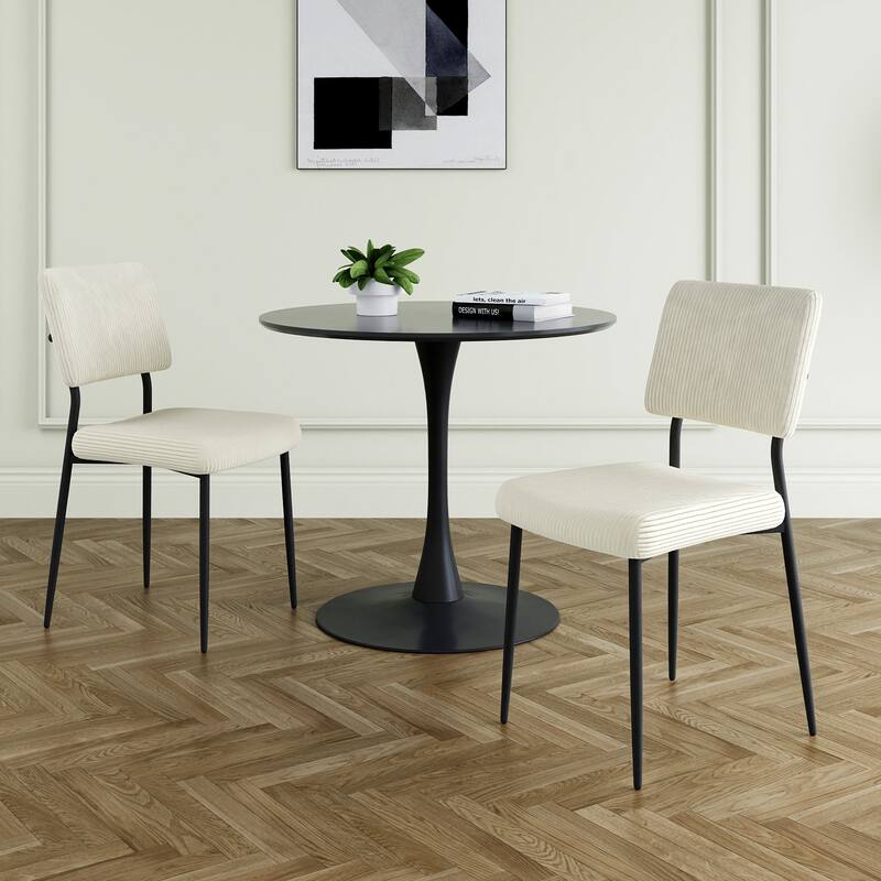 Modern beige simple velvet dining chair fabric upholstered chair Family bedroom stool back dressing, black round table set, chai