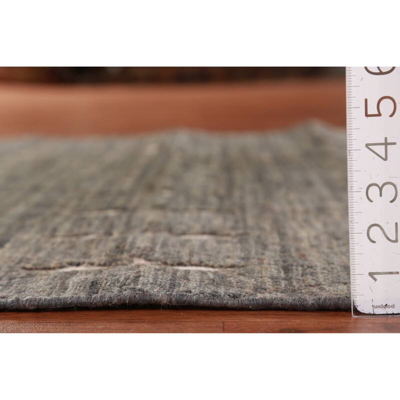 Trellis Gray Gabbeh Oriental Rug Hand-Knotted Wool Carpet - 3'9"x 5'10"