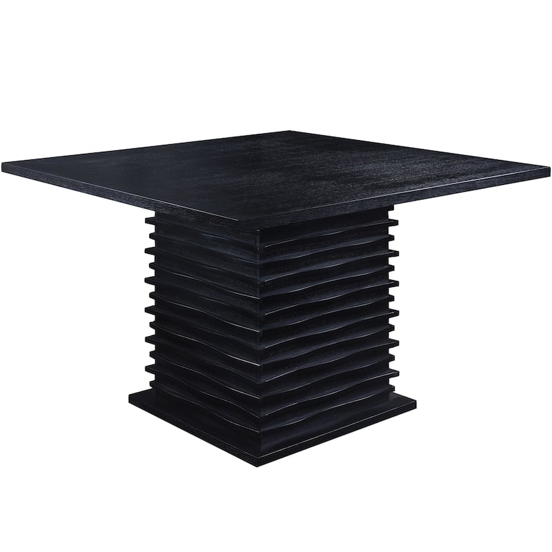 Modern Black Dazzling Wave Design Grey Upholstered Counter Height Square Dining Set