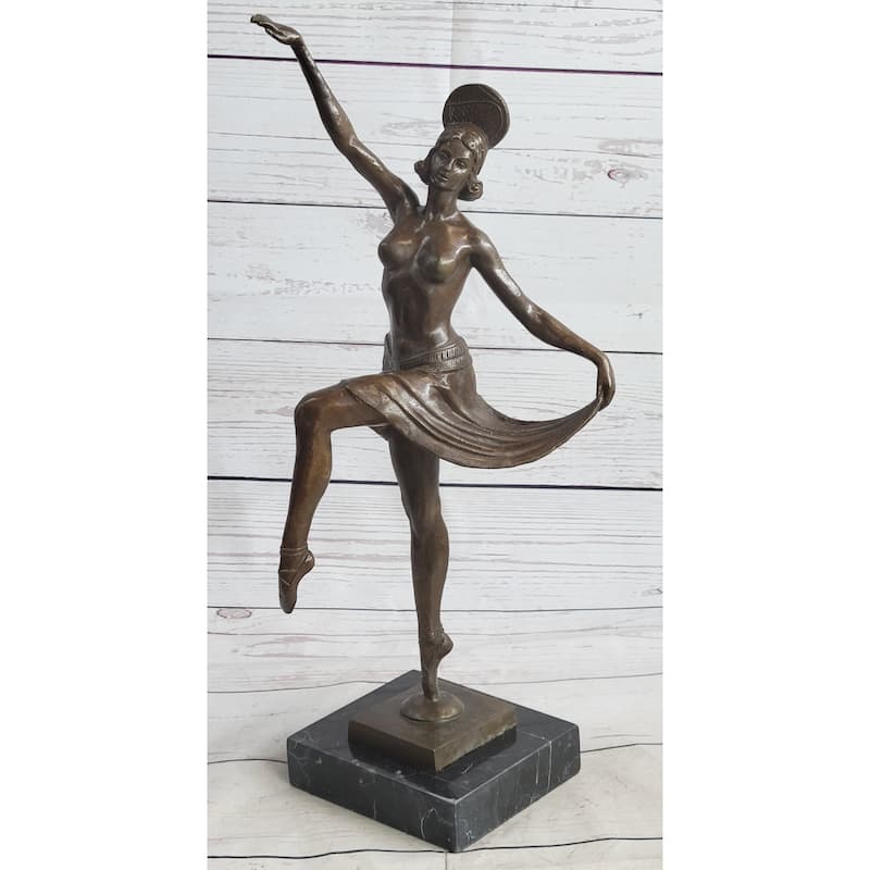 French Reproduction Bronze Sculpture Dancer By Molins-Balleste Marble Statue Art