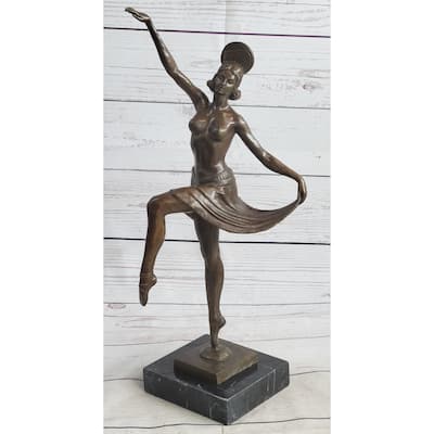 French Reproduction Bronze Sculpture Dancer By Molins-Balleste Marble Statue Art